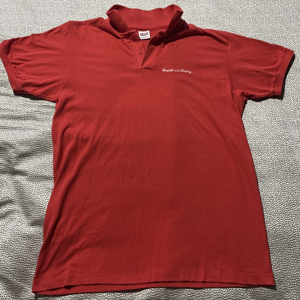 Men's Vintage Campbell Soup Red Polo Shirt XL Retro Anvil